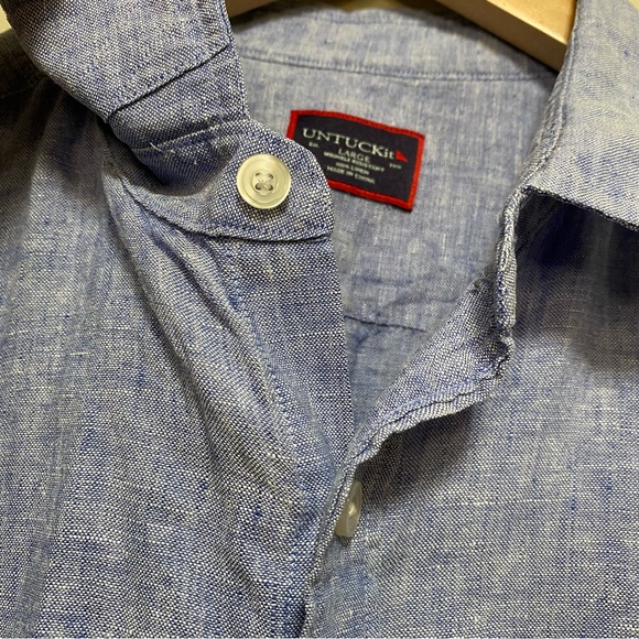 UNTUCKit Linen Valente Short Sleeve Shirt Size L - Picture 4 of 13